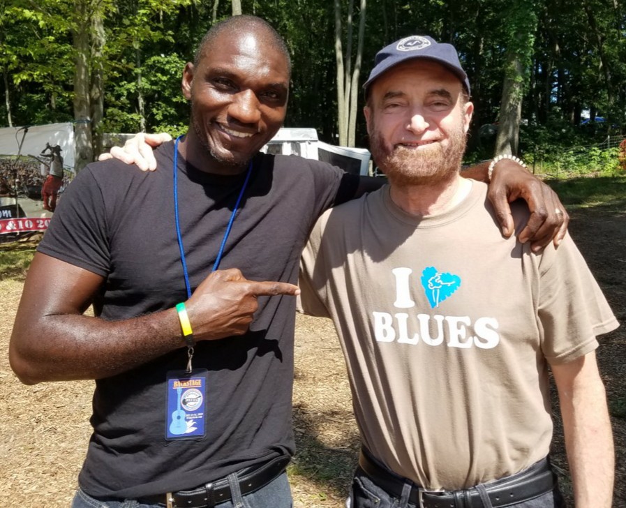 Jonny Meister with Cedric Burnside at 2019 Briggs Farm Blues Festival