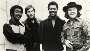 Steve Cropper (2nd from L) and Booker T. Jones (3rd from L), part of Stax Records house band.
